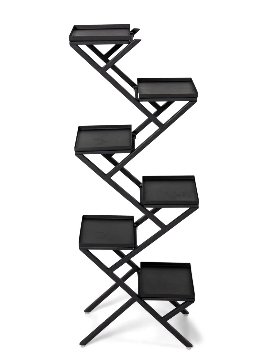 Crisscross Cascading Plant Stand With Black Trays 2 Crisscross Cascading Plant Stand With Black Trays - Image 2