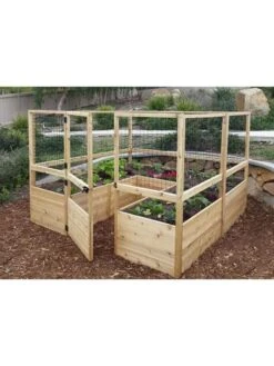 Garden In A Box Cedar Raised Bed With Deer Fence, 8' X 8'