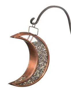 Crescent Moon Bird Feeder With Copper Finish -Deals Garden Decor Store 8600194 02v