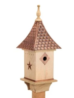 Copper Shingled Roof Bird House 6 Copper Shingled Roof Bird House -Deals Garden Decor Store 8600197 02v