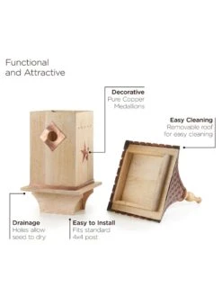 Copper Shingled Roof Bird House 7 Copper Shingled Roof Bird House -Deals Garden Decor Store 8600197 03v