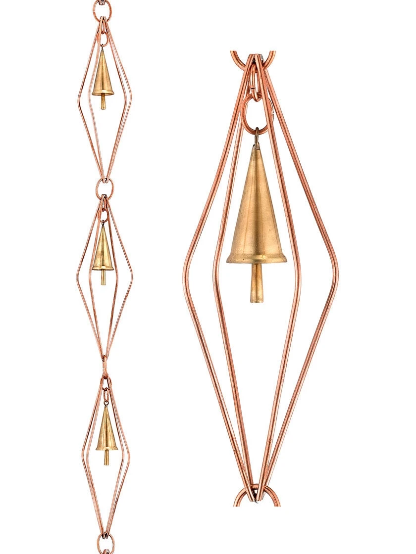 Diamond Pure Copper Rain Chain, 8-1/2' 2 Diamond Pure Copper Rain Chain, 8-1/2' - Image 2