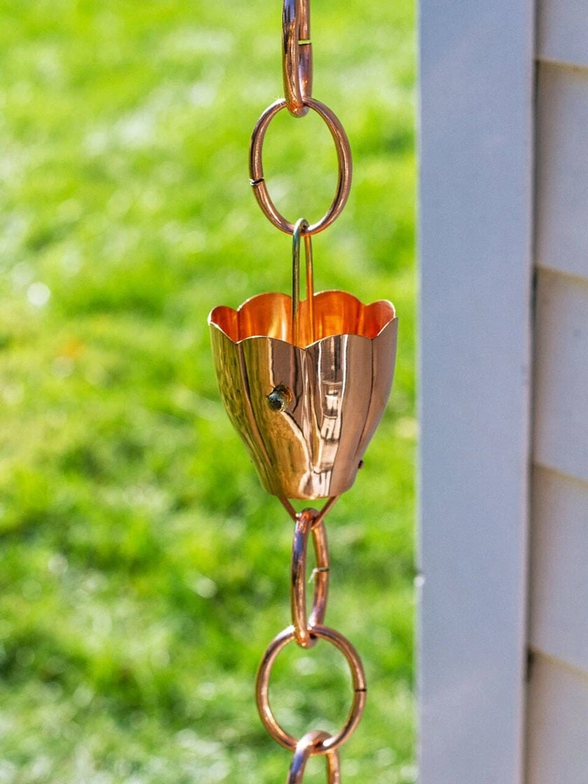Crocus Pure Copper Rain Chain, 8.5' 1 Crocus Pure Copper Rain Chain, 8.5'