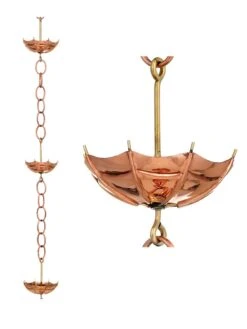 Umbrella Pure Copper Rain Chain, 8.5' 5 Umbrella Pure Copper Rain Chain, 8.5' -Deals Garden Decor Store 8600208 03v