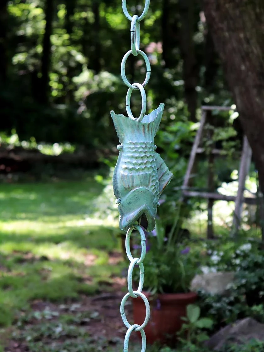 Fish Pure Copper Rain Chain, 8.5' 2 Fish Pure Copper Rain Chain, 8.5' - Image 2