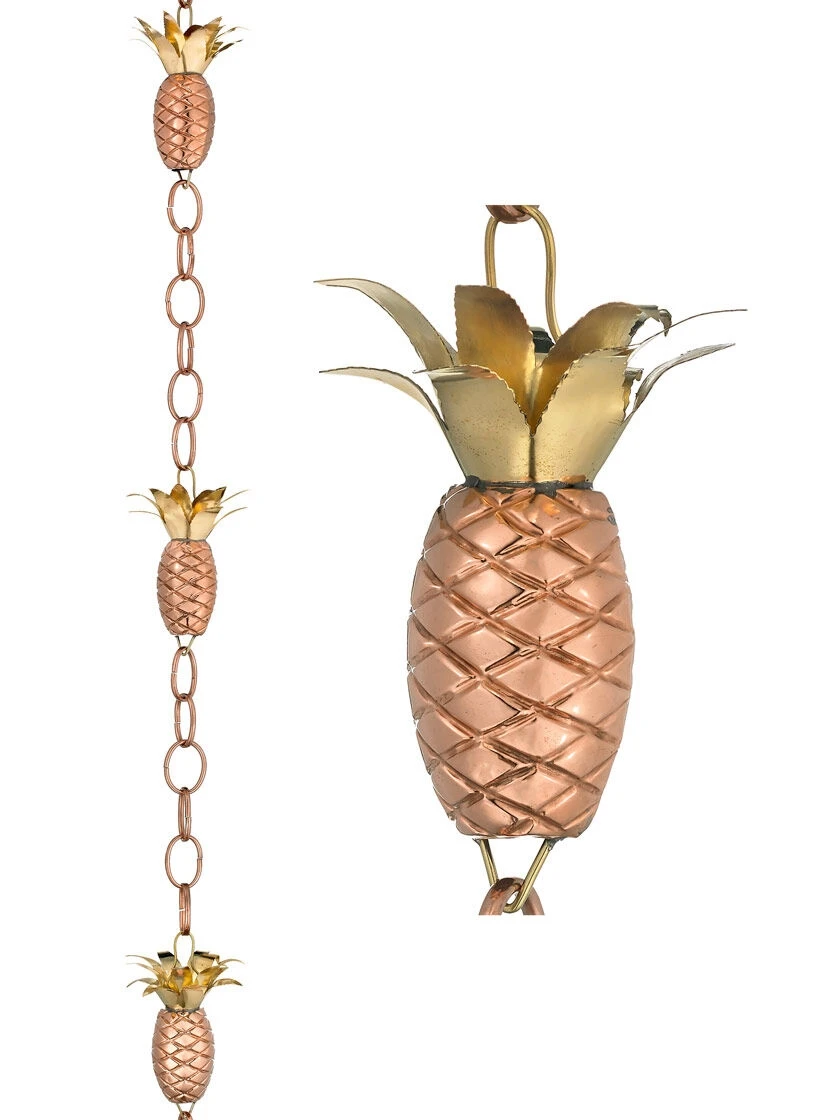Pineapple Pure Copper Rain Chain, 8.5' 2 Pineapple Pure Copper Rain Chain, 8.5' - Image 2