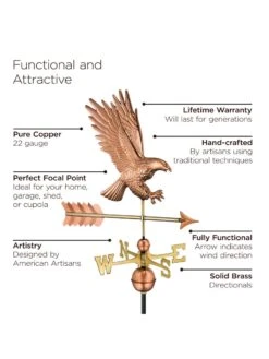Bald Eagle Copper Weathervane -Deals Garden Decor Store 8600276 02v