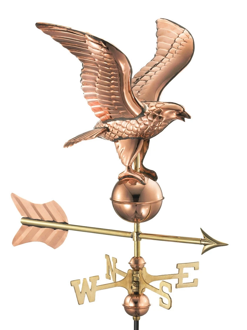 Eagle Garden Copper Weathervane With Pole 1 Eagle Garden Copper Weathervane With Pole