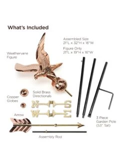 Eagle Garden Copper Weathervane With Pole 7 Eagle Garden Copper Weathervane With Pole -Deals Garden Decor Store 8600279 01v