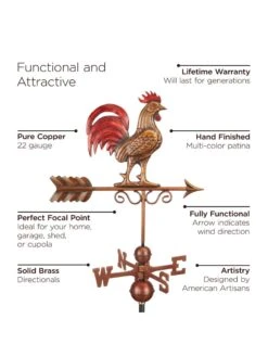 Bantam Rooster Copper Weathervane 11 Bantam Rooster Copper Weathervane -Deals Garden Decor Store 8600280 05v