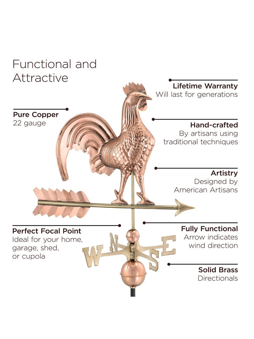 Rooster Copper Weathervane 3 Rooster Copper Weathervane - Image 3
