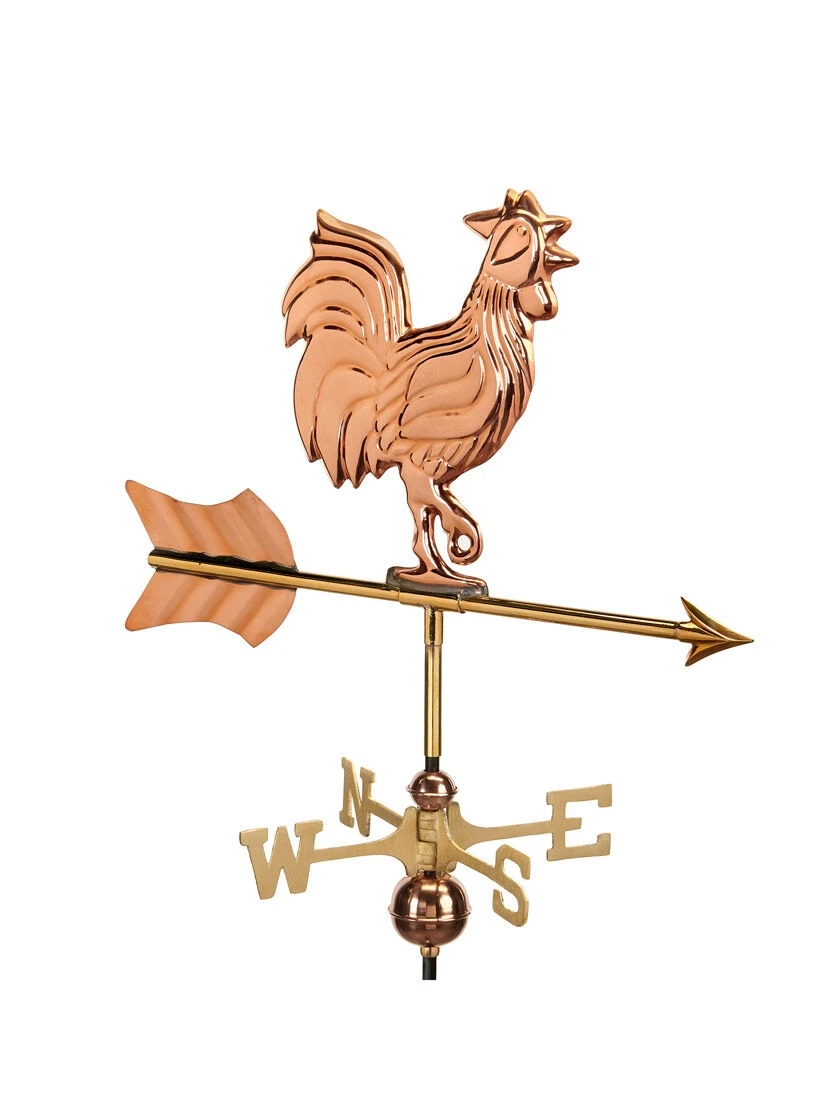 Rooster Garden Copper Weathervane With Pole 1 Rooster Garden Copper Weathervane With Pole