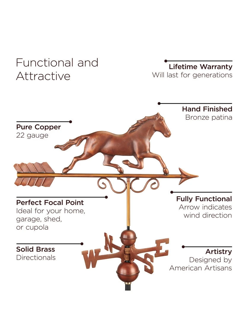 Galloping Horse Copper Weathervane 2 Galloping Horse Copper Weathervane - Image 2
