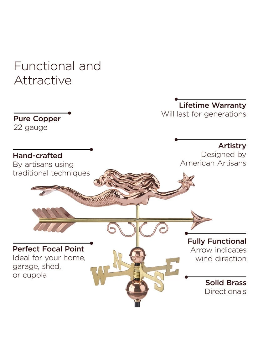 Little Mermaid Copper Weathervane 4 Little Mermaid Copper Weathervane - Image 4