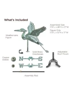 Blue Heron Cottage Copper Weathervane -Deals Garden Decor Store 8600375 05v