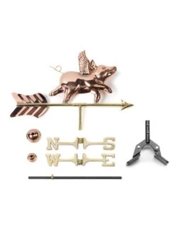 Flying Pig Cottage Copper Weathervane With Roof Mount 5 Flying Pig Cottage Copper Weathervane With Roof Mount -Deals Garden Decor Store 8600376 03v