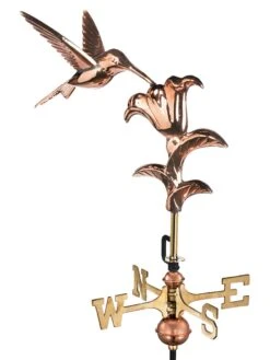 Hummingbird Cottage Copper Weathervane With Roof Mount -Deals Garden Decor Store 8600377 01v hummingbird garden copper weathervane pole 1