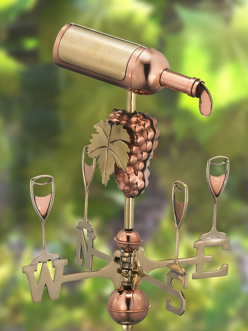 Wine Bottle Cottage Copper Weathervane With Roof Mount 1 Wine Bottle Cottage Copper Weathervane With Roof Mount