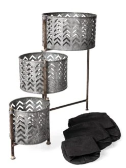 Galvanized Grow Bag Triple Planters With Stand -Deals Garden Decor Store 8609180 4817 tif