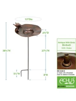 Achla Designs Antiqued Birdbath With Birds And Stake -Deals Garden Decor Store 8609294 05v