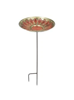 Achla Designs Red African Daisy Birdbath With Stake -Deals Garden Decor Store 8609300 02v