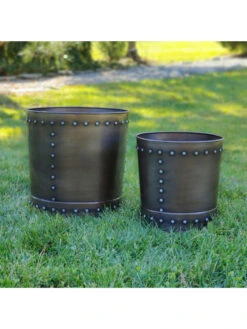 Riveted Planters, Set Of 2 10 Riveted Planters, Set Of 2 -Deals Garden Decor Store 8610081 01v