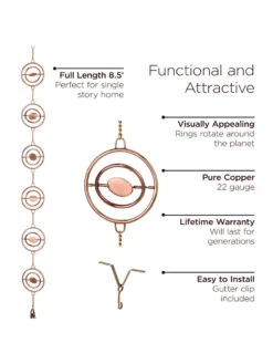 Stellar Copper Rain Chain, 8.5ft -Deals Garden Decor Store 8610093 03v