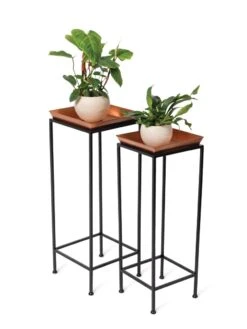 Square Nesting Plant Stands With Trays, Set Of 2 9 Square Nesting Plant Stands With Trays, Set Of 2 -Deals Garden Decor Store 8611014 2872 tif
