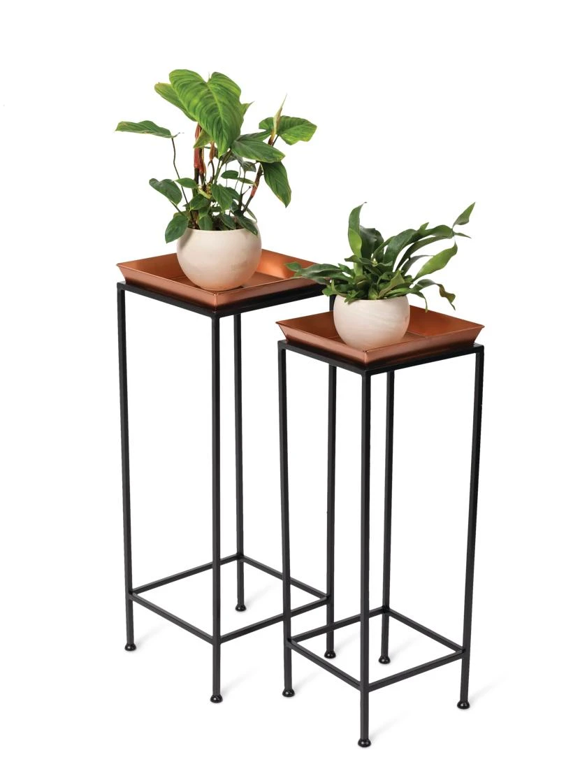 Square Nesting Plant Stands With Trays, Set Of 2 4 Square Nesting Plant Stands With Trays, Set Of 2 - Image 4