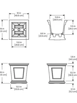 Fairfield Self-Watering Square Planter, 16” X 16” -Deals Garden Decor Store 8611695 19V tif