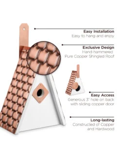 Swiss Chalet Bird House With Copper Roof -Deals Garden Decor Store 8612196 04v