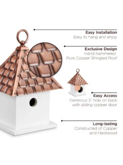 Bird House Bungalow With Copper Roof -Deals Garden Decor Store 8612197 04v