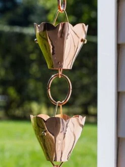 Tulip Pure Copper Rain Chain, 8.5' -Deals Garden Decor Store 8612740 02v