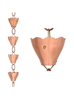 Tulip Pure Copper Rain Chain, 8.5' -Deals Garden Decor Store 8612740 03v