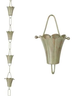Fluted Flower Pure Copper Rain Chain, 8.5' 12 Fluted Flower Pure Copper Rain Chain, 8.5' -Deals Garden Decor Store 8612742 02v
