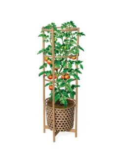 Elevated Bamboo Tomato Planter And Trellis -Deals Garden Decor Store 8613502 art flat
