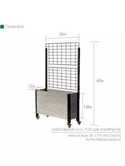 Mobile Deep Trough Planter With Trellis -Deals Garden Decor Store 8614265 04V 3 4